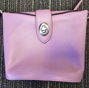Lavender Leather Crossbody Bag with Turn-Lock Closure